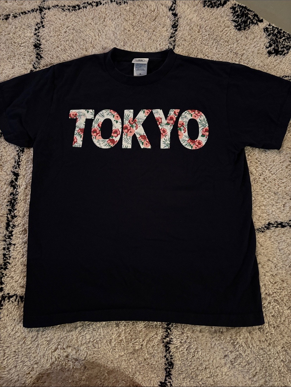 Black Short-Sleeve Tokyo Floral Graphic Tee